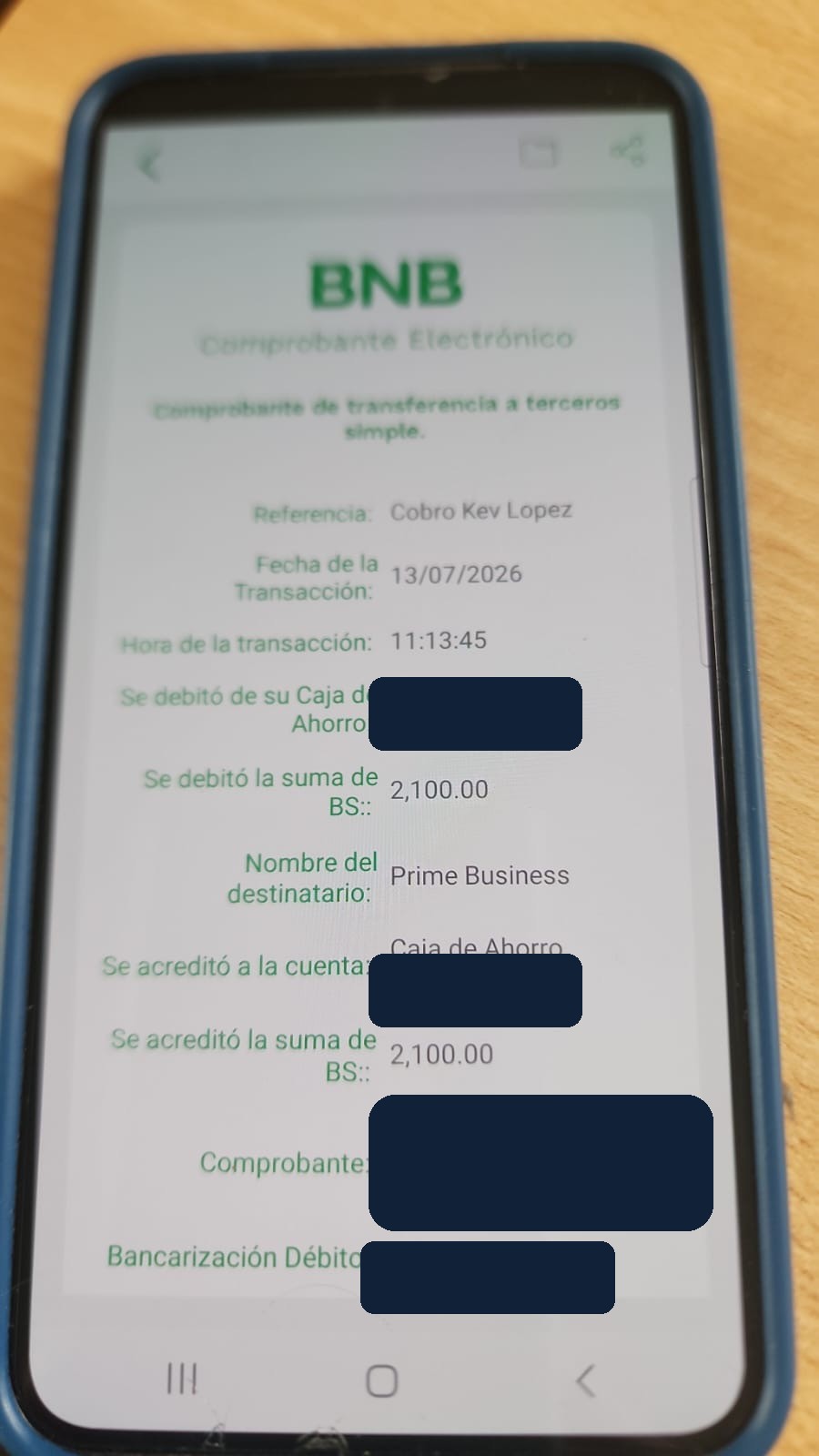 Comprobante BNB